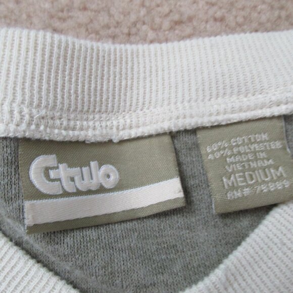 C-Two Sweater Mens Size Medium Beige Tan Cream Long Sleeve Pullover Shirt Top - Picture 3 of 3